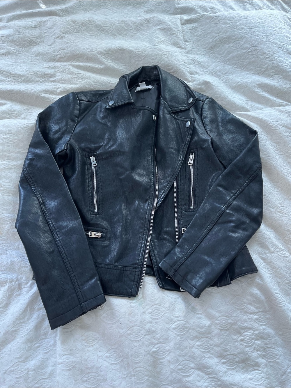 Black Faux Leather Moto Top Shop Jacket - Women's size 2